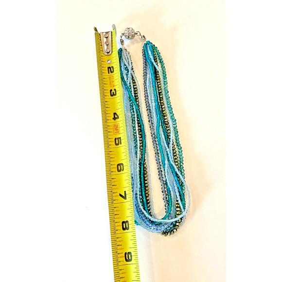 Beaded Necklace Bracelet Set Blue Magnetic Clasps Interchangeable 6 in 1 Pretty - Picture 10 of 14